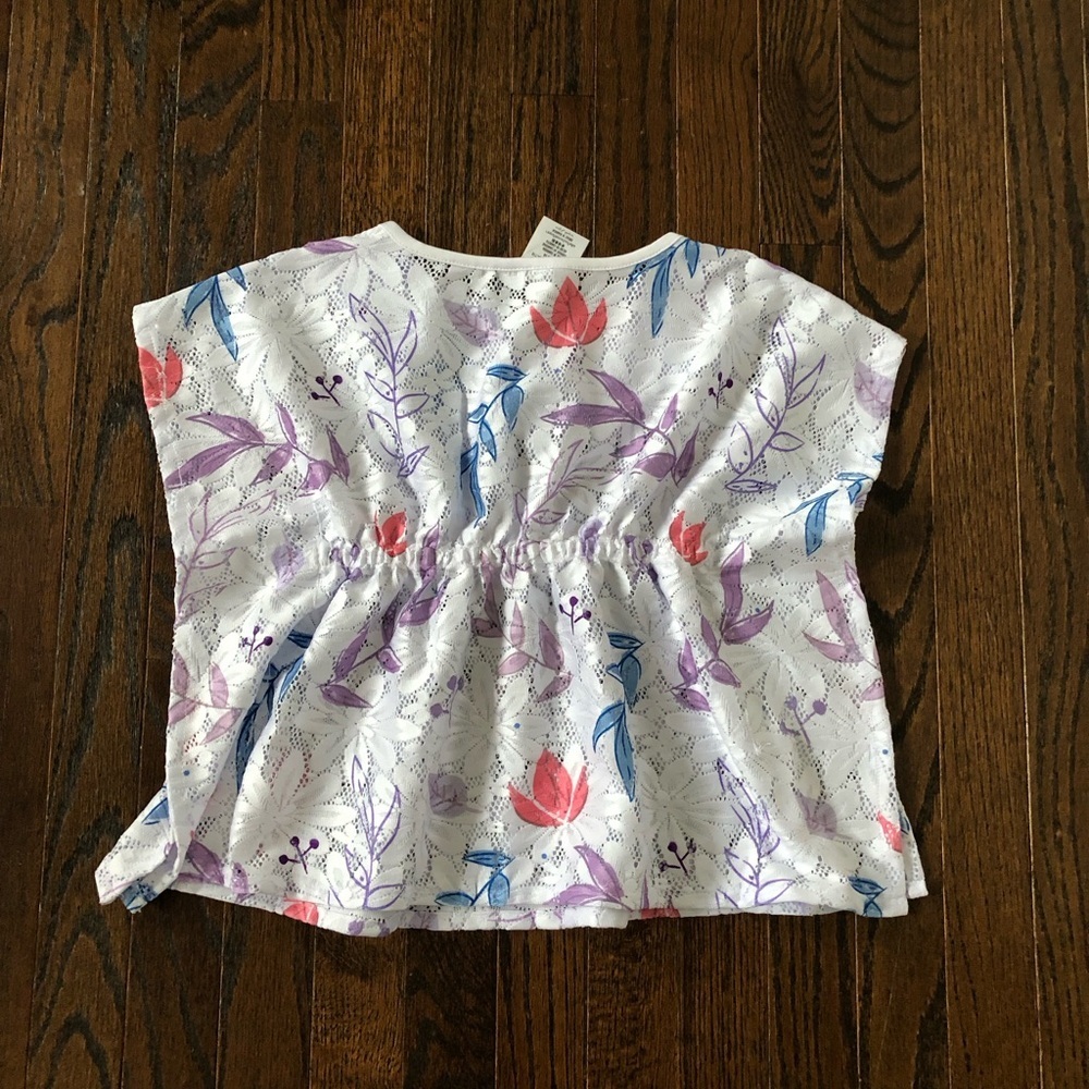 Disney Parks Girls 4/4T White/Pink/Purple Floral Disney's Frozen Caftan Cover-Up - Picture 11 of 13
